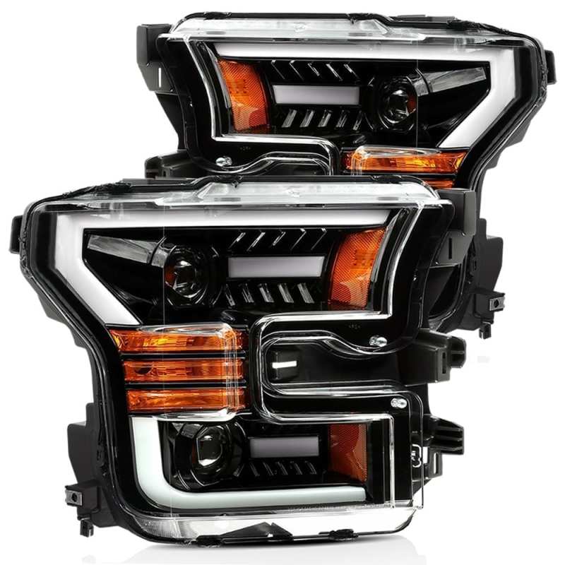 AlphaRex 15-17 Ford F-150 PRO-Series Proj Headlights Plank Style Gloss Blk w/Activ Light/Seq Signal - 880158