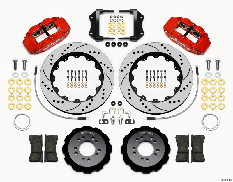 Wilwood Narrow Superlite 6R Front Hat Kit 14.00in Drill Red 2013-Up Ford Focus ST w/ Lines - 140-13019-DR