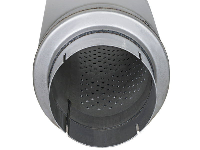 aFe ATLAS Aluminized Steel Muffler 5in Center/Center 24in L x 7in Diameter - Round Body - 49M00023