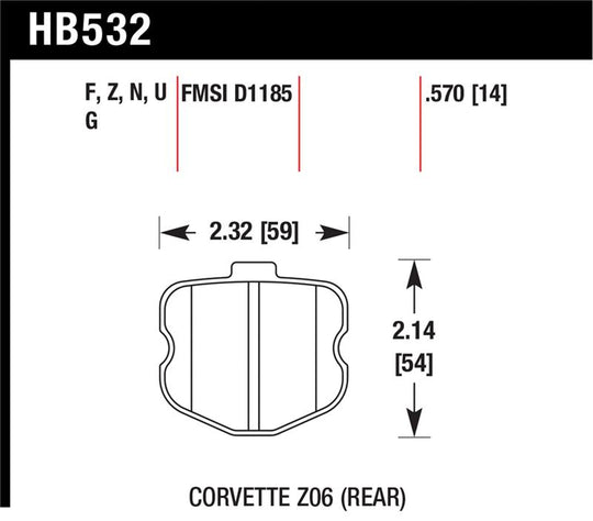 Hawk 06-10 Chevy Corvette (OEM Pad Design) Rear HPS Street Brake Pads - HB532F.570