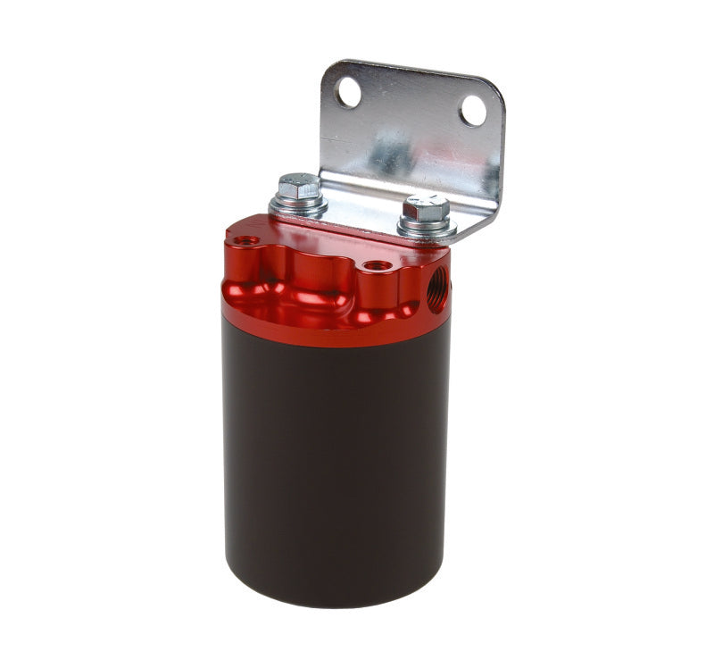 Aeromotive SS Series Billet Canister Style Fuel Filter Anodized Black/Red - 10 Micron Fabric Element - 12317