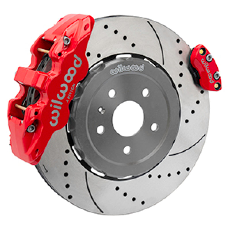 Wilwood 20-23 Chevy Corvette C8 Aero4 Red Rear Big Brake Kit - Drilled & Slotted - 140-17009-DR