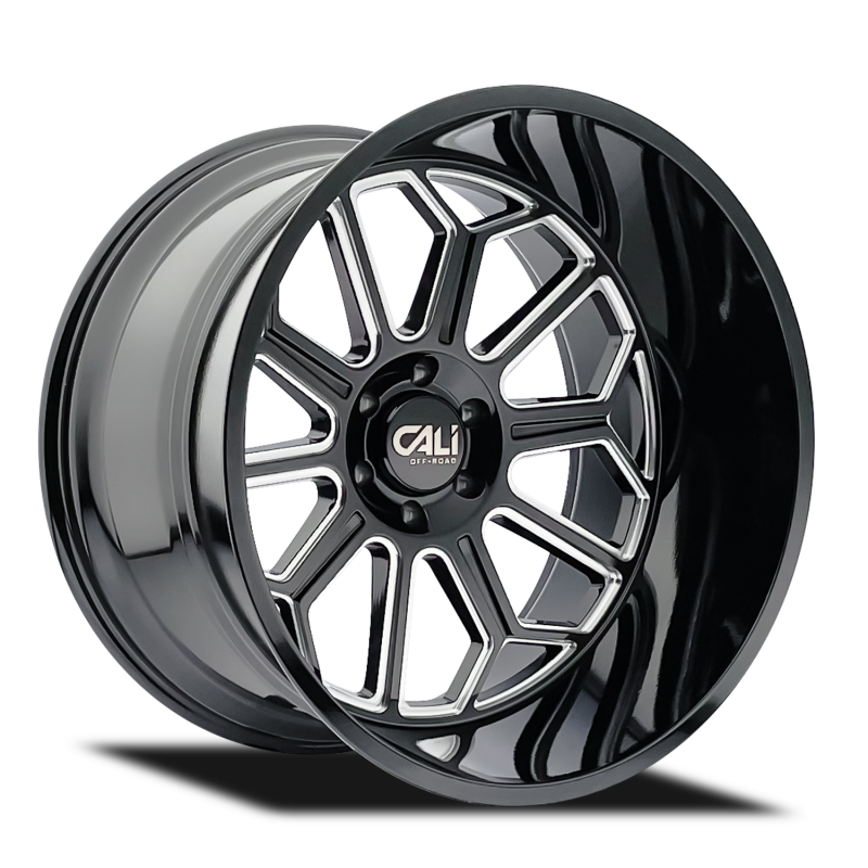 Cali Off-Road 9117 Auburn 24x14 / 6x139.7 BP / -76mm Offset / 106mm Hub Gloss Black Milled Wheel - 9117-24483BM