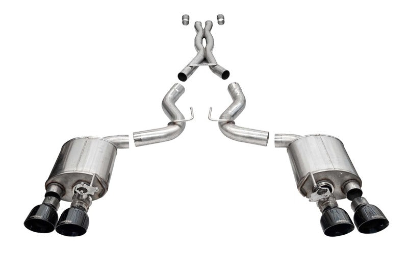 Corsa 20-22 Ford Mustang GT500 3.0in Dual Rear Exit Catback w/ Twin 5.0in Black Slash Cut Pro Tips - 21291BLK