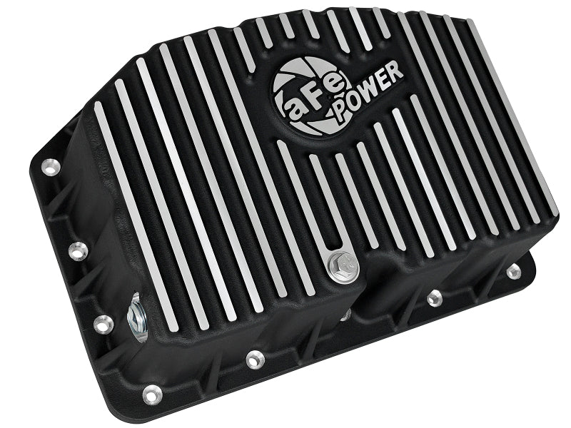 AFE Pro Series Engine Oil Pan Black w/Machined Fins; 11-16 Ford Powerstroke V8-6.7L (td) - 46-70322