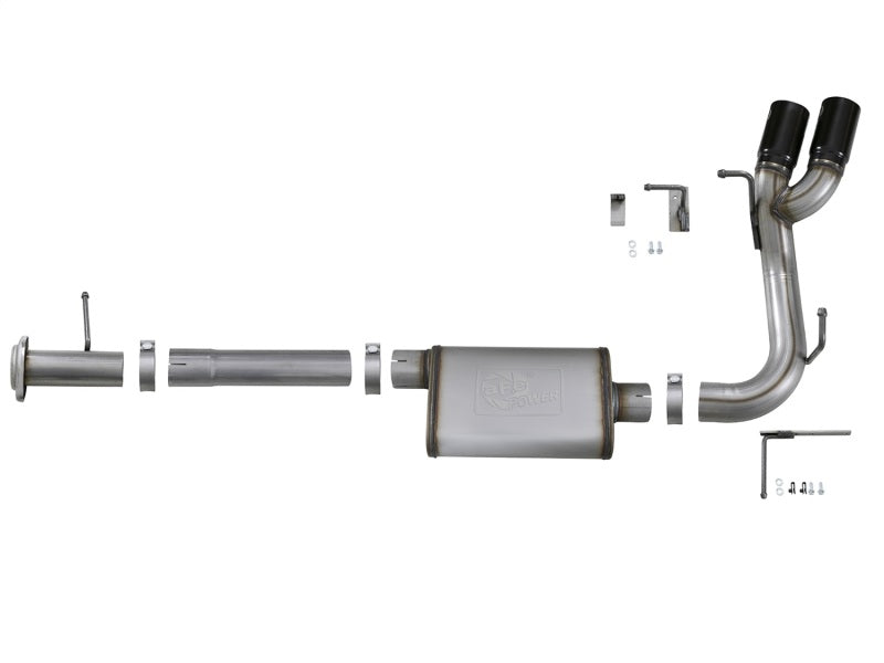 aFe Rebel Series CB 3in Middle Side Exit SS Exht w/ Black Tips 15-17 Chevy Colorado / GMC Canyon - 49-44061-B