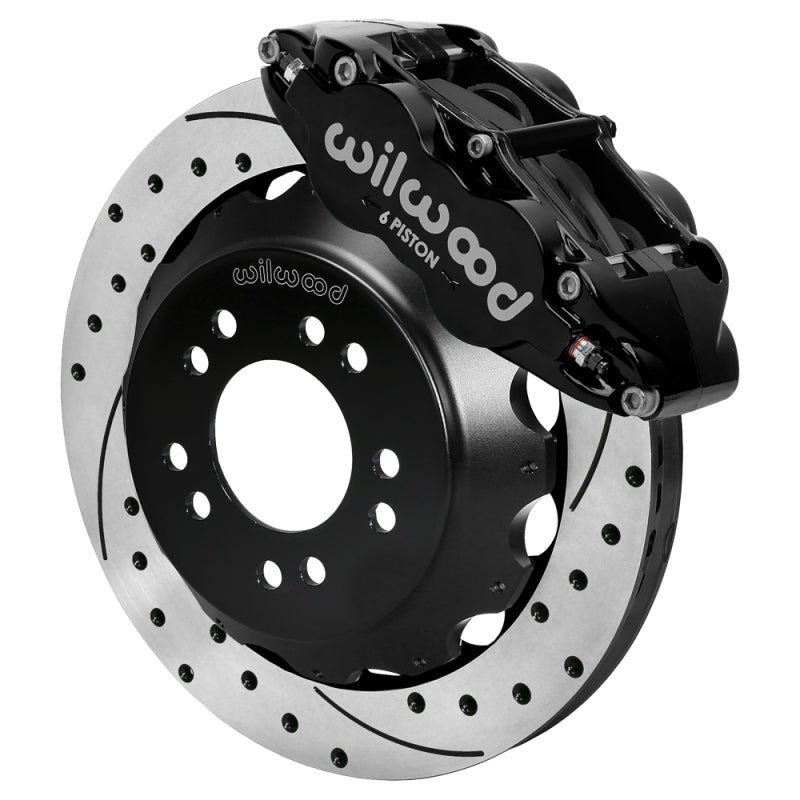 Wilwood Ford Mustang II Ford Narrow Superlite 6 Front Brake Kit w/ 12.88in Drill & Slot Rotor - Blk - 140-18366-D