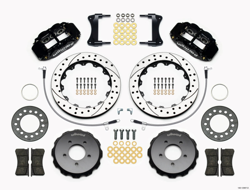 Wilwood Narrow Superlite 6R Front Hat Kit 12.88in Drilled 2005-Up Mazda Miata w/ Lines - 140-12907-D