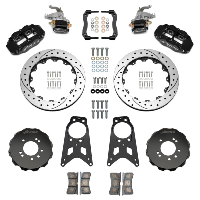 Wilwood 89-98 Nissan 240SX FNSL4R/MC4 Rear Parking BBK w/ 13.50in D/S Rotors - Black - 140-18271-D
