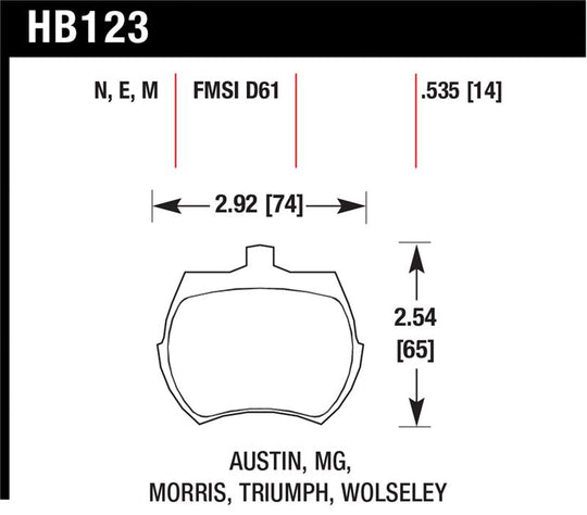 Hawk 66-79 MG Midget / 75-80 Triumph TR7 Blue 9012 Front Race Brake Pads - HB123E.535