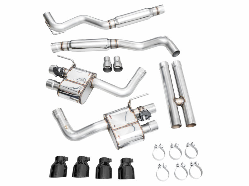 AWE 2024 Ford Mustang GT Fastback S650 RWD SwitchPath Cat-Back Exhaust w/ Quad Diamond Black Tips - 3025-43650