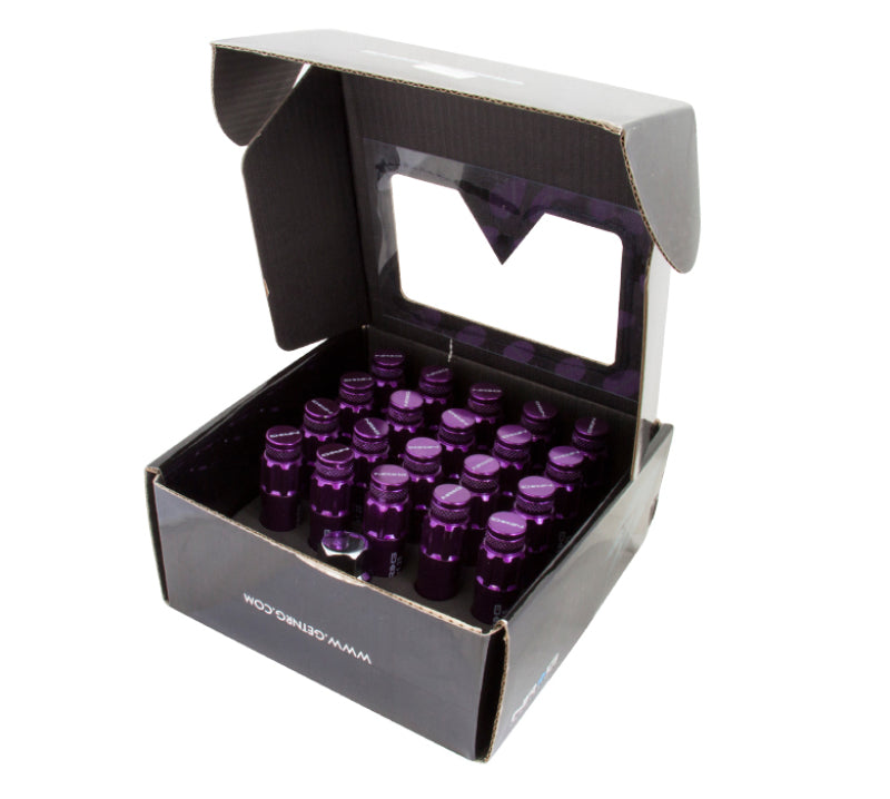 NRG 700 Series M12 X 1.5 Steel Lug Nut w/Dust Cap Cover Set 21 Pc w/Locks & Lock Socket - Purple - LN-LS700PP-21