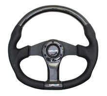 Load image into Gallery viewer, NRG Carbon Fiber Steering Wheel (350mm) Oval Shape Black w/Leather Trim - ST-013CFBK