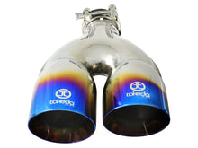 Load image into Gallery viewer, aFe Takeda 2.5in 304 Stainless Steel Clamp-on Exhaust Tip Passenger Side 2.5in Inlet 4inDual - Blue - 49T25484-L121