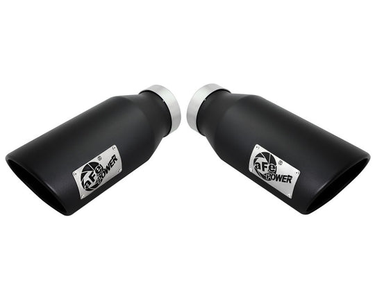 aFe Large Bore-HD 4in 409 Stainless Steel DPF-Back Exhaust w/Black Tip 15-16 Ford Diesel V8 Trucks - 49-43122-B