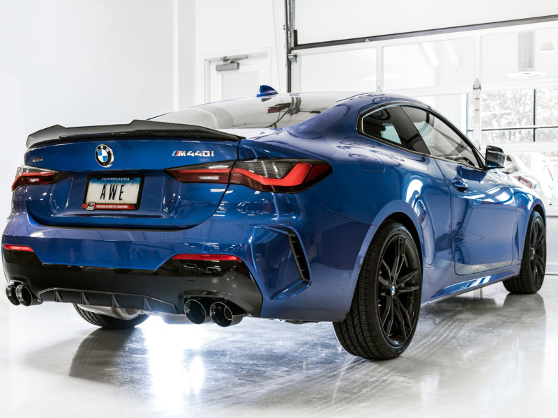 AWE Tuning 2019+ BMW M340i (G20) Resonated Touring Edition Exhaust - Quad Diamond Black Tips - 3015-43158