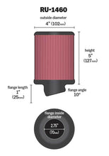 Load image into Gallery viewer, K&amp;N Filter Universal Rubber Filter 2 3/4 inch 10 Degree Flange 4 inch OD 5 inch Height - RU-1460