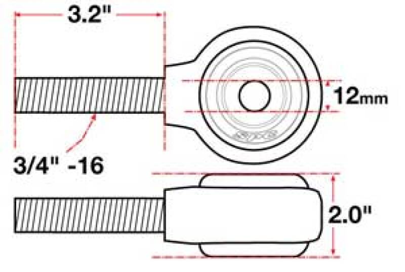 SPC Performance xAxis Sealed Flex Joint LH 3/4in-16x12mm BH x 2in W - 15733