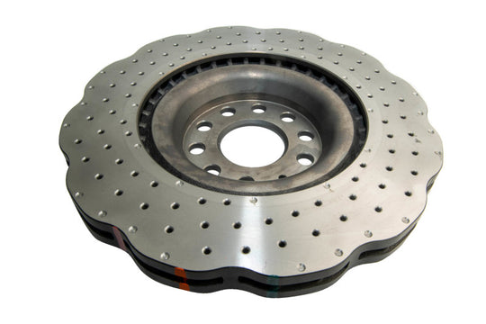 DBA 12-13 Volkswagen Golf R 3.6L Front 4000 Series Drilled Wavy Rotor - DBA42808WXD