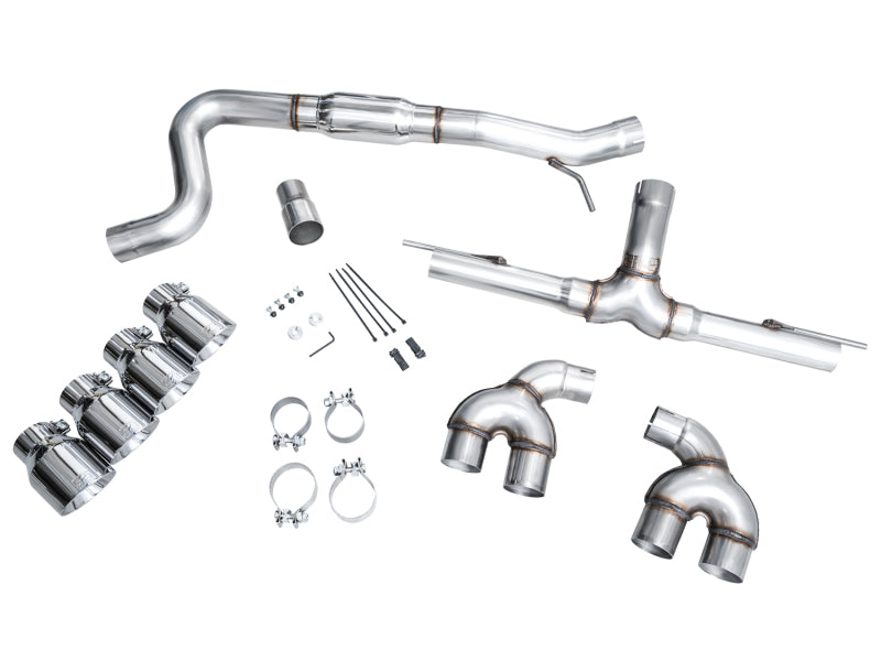 AWE Tuning MK8 Volkswagen Golf R 3in Track Edition Quad Exhaust - Chrome Silver Tips - 3020-42658