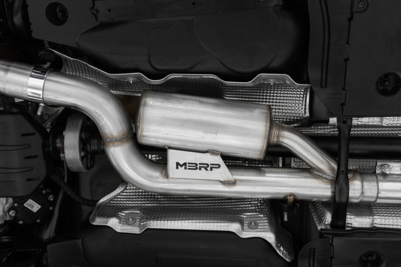 MBRP 2022 Volkswagen Golf R MK8 T304 Stainless Steel 3in Cat-Back, Quad Rear Exit- Carbon Fiber Tip - S46133CF