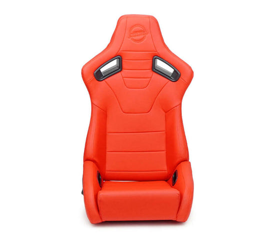 NRG Omega Reclinable Racing Seat (Pair) Red with Black Carbon Vinyl Back - RSC-750RD/BK L/R