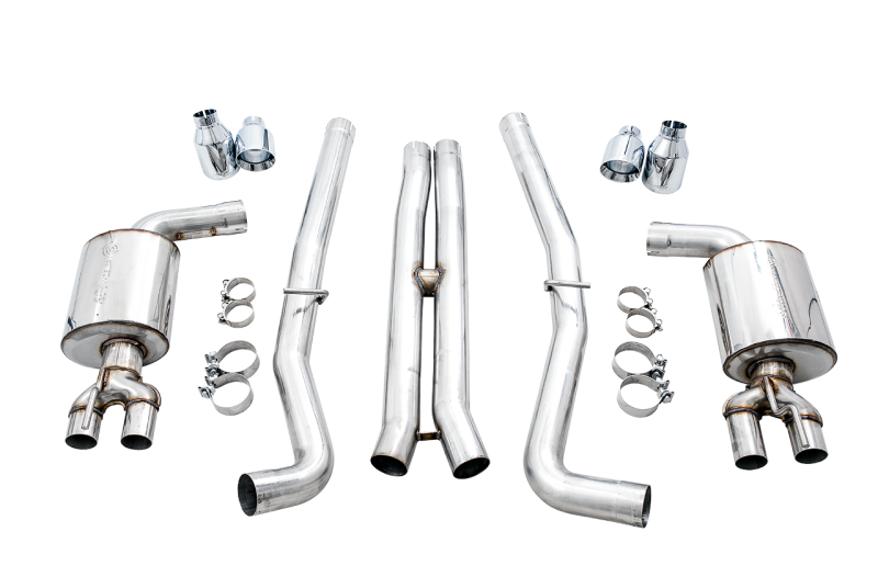 AWE Tuning 2015+ Dodge Challenger 6.4L/6.2L Non-Resonated Touring Edition Exhaust - Quad Silver Tips - 3020-42074
