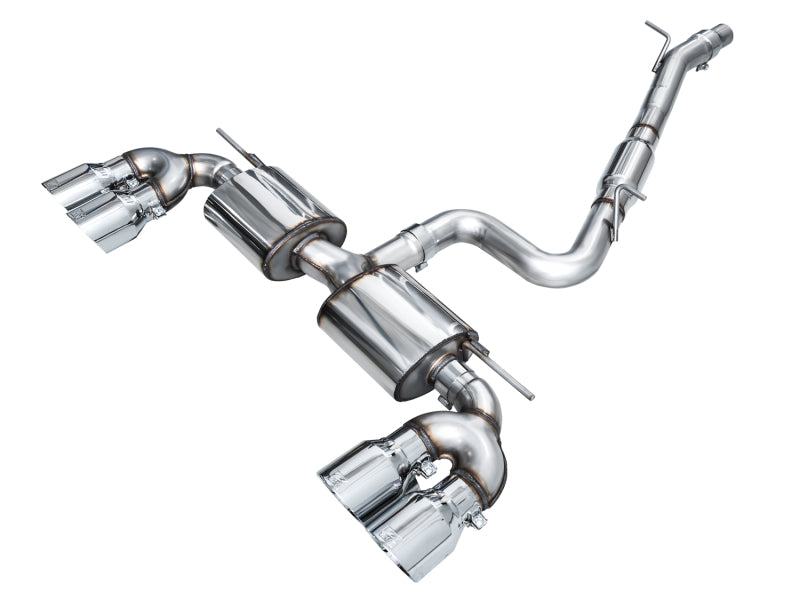 AWE Tuning MK8 Volkswagen Golf R 3in Touring Edition Quad Exhaust - Chrome Silver Tips - 3015-42658