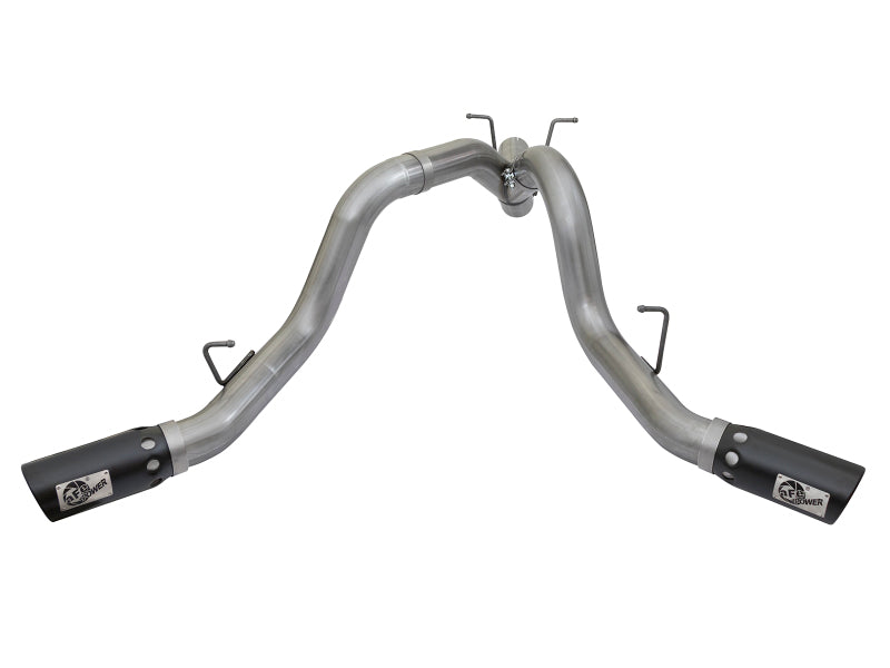 aFe LARGE BORE-HD 4in 409-SS DPF-Back Exhaust w/Dual Black Tips 2017 GM Duramax V8-6.6L (td) L5P - 49-44086-B