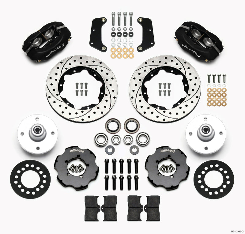 Wilwood Forged Dynalite Front Kit 10.75in Drilled Red 64-65 Mustang 6 Cylinder 4-lug - 140-12535-D