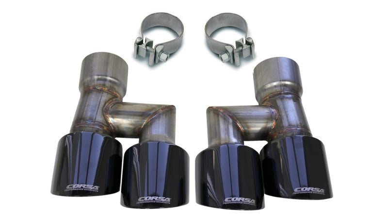 Corsa 2018-2023 Ford Mustang Eco 2.3L Twin 4in Black PVD Pro-Series Tip Kit (Clamps Included) - 21038BLK