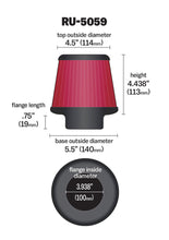 Load image into Gallery viewer, K&amp;N Universal Clamp-On Air Filter 3-15/16in FLG / 5-1/2in B / 4-1/2in T / 4-7/16in H - RU-5059