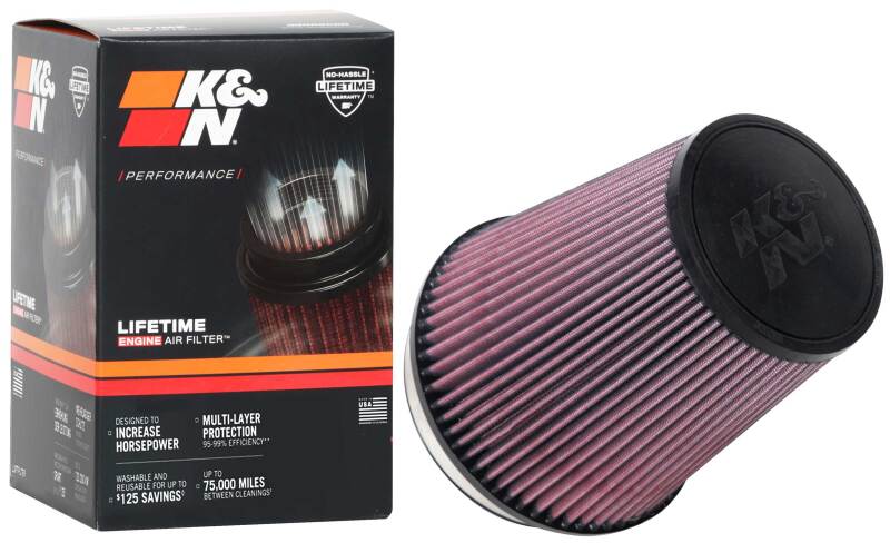 K&N Universal Tapered Filter 6in Flange ID x 7.5in Base OD x 5in Top OD x 8in Height - RU-1020