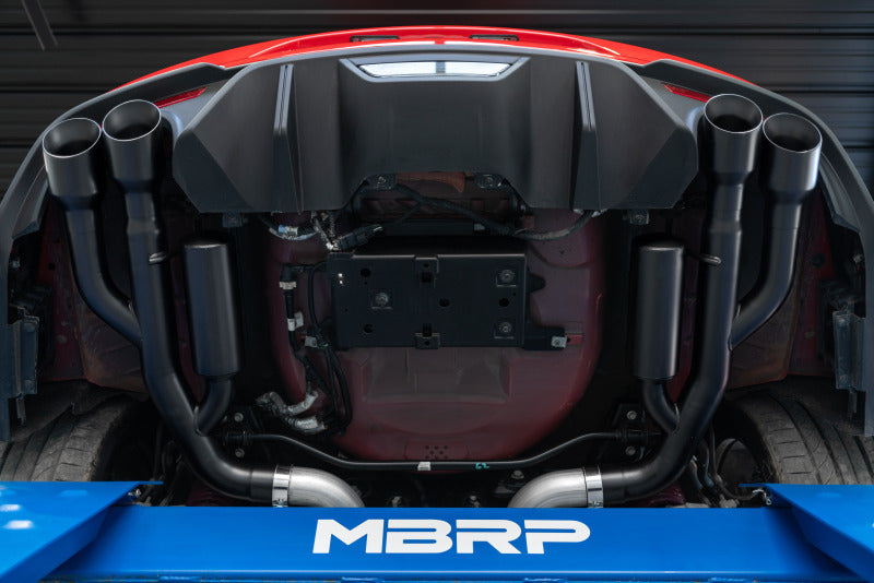 MBRP 18-19 Ford Mustang GT 5.0 3in Cat Back Quad Tip Race Version - Black - S7207BLK