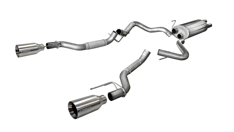 Corsa 2017-2020 Ford F-150 Raptor 3.5L Sport Cat-Back Dual Rear Exit w/ 5in Satin Polished Tip - 14397