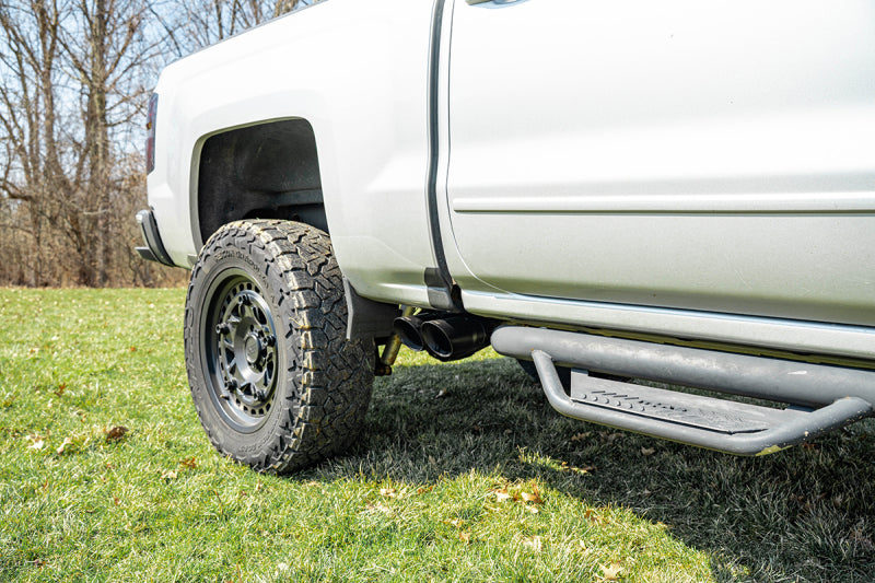 Corsa 14-16 Chevrolet Silverado 3.0in Catback Front Axle Exit Exhaust w/ Twin 4.0in Black Tips - 21310BPC
