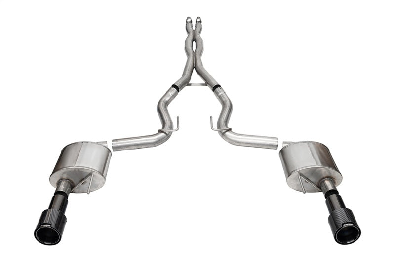 Corsa 2024+ Ford Mustang GT 5.0L V8 Xtreme 4.5 Cat-Back Duel Rear w/ 4.5 In Carbon Fiber Tips - 21251CFBLK