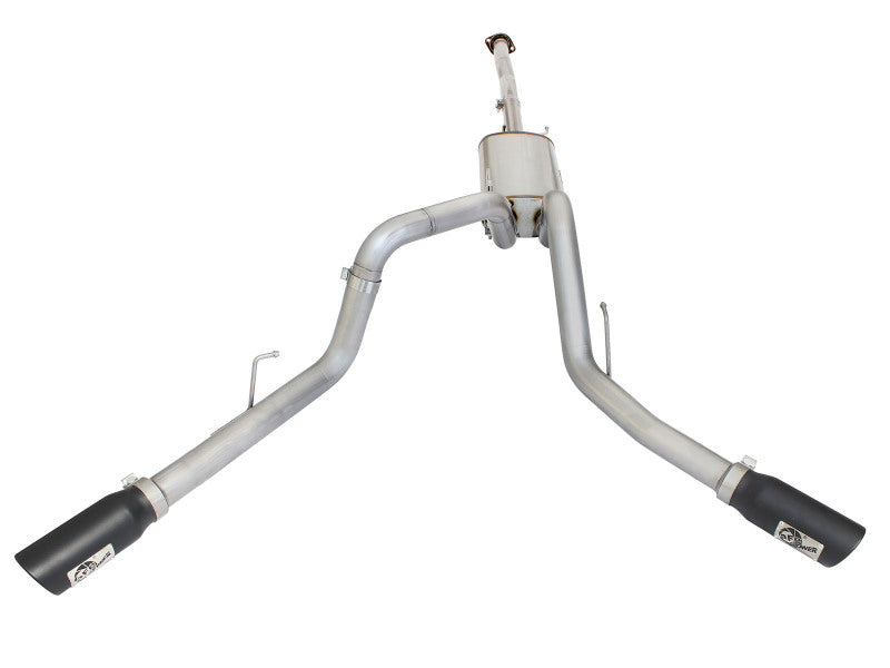 aFe MACHForce XP Exhaust 3in SS Dual Side Exit CB w/ Black Tips 2015 Ford F150 5.0L V8 CC/SB EC/LB - 49-43074-B