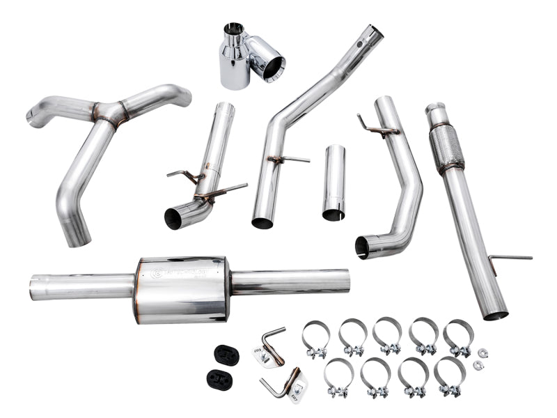 AWE Tuning 4th Gen GM 1500 5.3L 0FG Cat-Back Split Rear Exit (Flat Bumper) - Quad Chrome Tips - 3015-32205