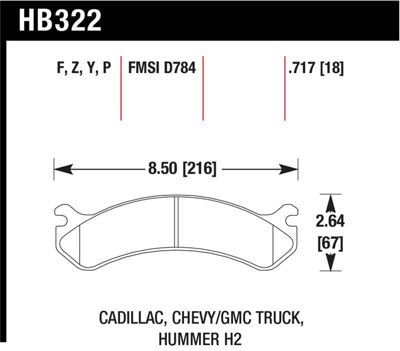 Hawk Chevy / GMC Truck / Hummer Super Duty Street Front Brake Pads - HB322P.717