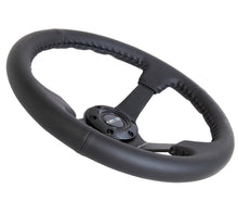 Load image into Gallery viewer, NRG Reinforced Steering Wheel (350mm / 3in. Deep) Bk Leather w/Bk BBall Stitch (Odi Bakchis Edition) - RST-036MB-R