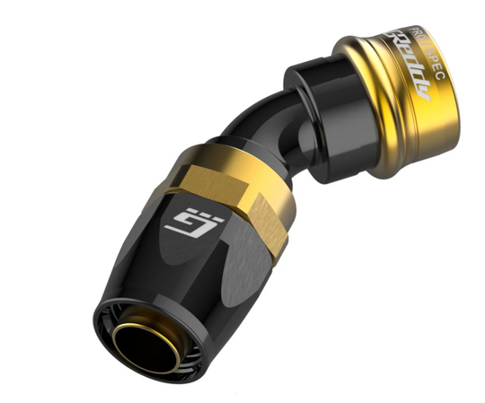 GReddy AN06 PRO/SPEC 45deg. Swivel Hose-End - Black/Gold anodized - 12860645