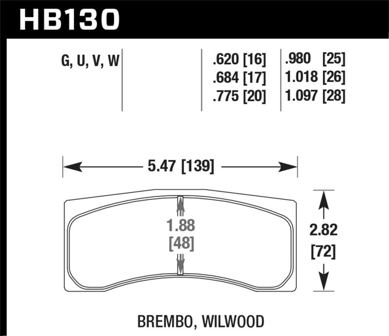 Hawk Brembo X9 060 71/74 / Brembo XA4 D3 01/04 / Wilwood Integra IP Racing DTC-70 Brake Pads - HB130U.980
