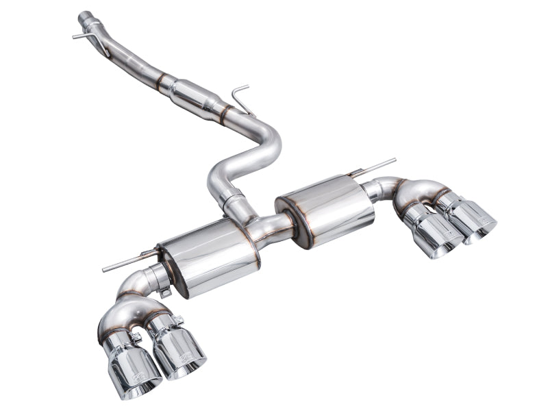 AWE Tuning MK8 Volkswagen Golf R 3in Touring Edition Quad Exhaust - Chrome Silver Tips - 3015-42658