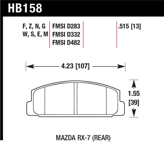 Hawk 2003-2005 Mazda 6 HPS 5.0 Rear Brake Pads - HB158B.515