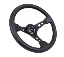 Load image into Gallery viewer, NRG Reinforced Steering Wheel (350mm / 3in. Deep) Blk Leather w/Blk Spoke &amp; Circle Cutouts - RST-006BK
