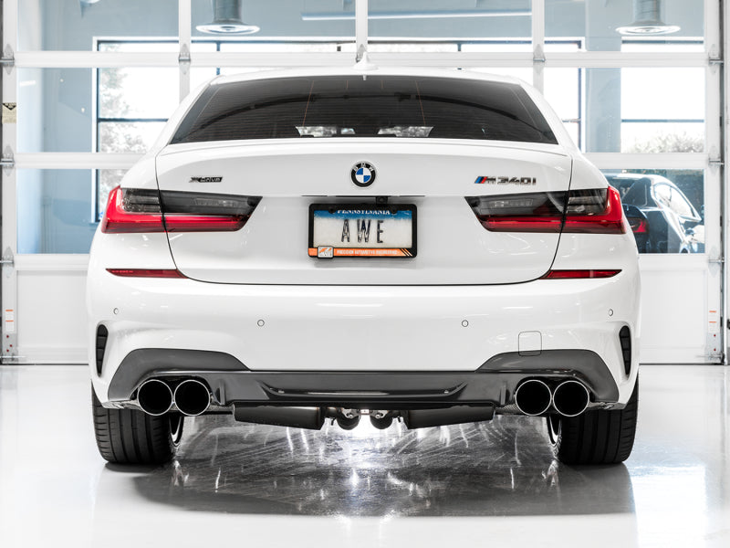 AWE Tuning 2019+ BMW M340i (G20) Non-Resonated Touring Edition Exhaust - Quad Chrome Silver Tips - 3015-42148