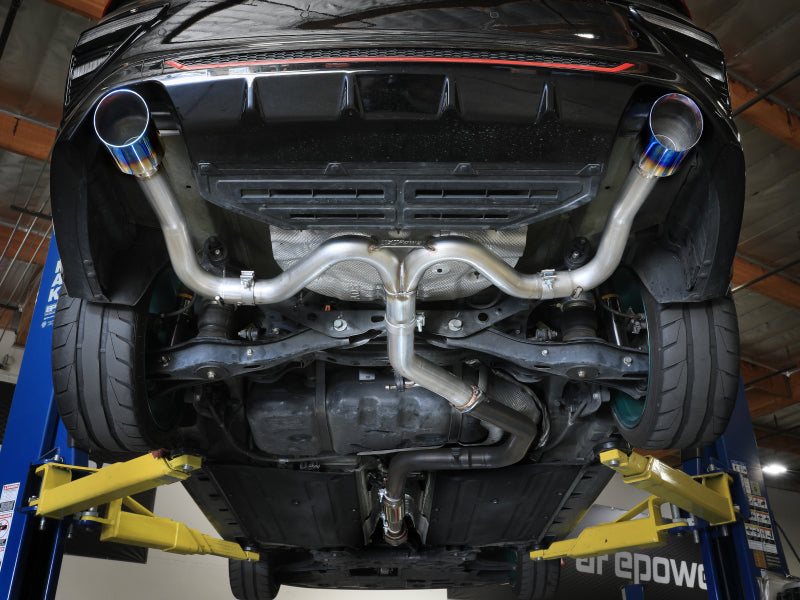 aFe Takeda 20-21 Kia Forte GT 1.6L (t) 3in to 2.5in SS Axle-Back Exhaust System w/ Blue Flame Tips - 49-37037-L