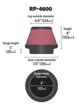 Load image into Gallery viewer, K&amp;N Universal Round Tapered Carbon Fiber Air Filter 6in Flg ID Centered/7.5in B OD/4.5in T OD/4in H - RP-4600