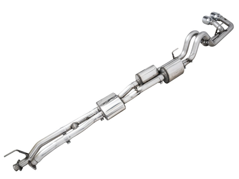 AWE Tuning 16-22 Toyota Tacoma 0FG Cat-Back Exhaust w/ BashGuard - Dual Chrome Silver Tips - 3015-32826
